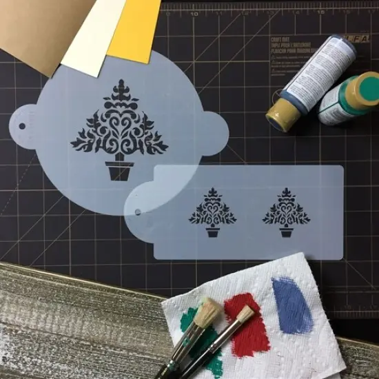 Christmas Tree Cake Stencil | C100 by Designer Stencils | Cake Decorating Tools | Baking Stencils for Royal Icing, Airbrush, Dusting Powder | Reusable Plastic Food Grade Stencil for Cakes | Easy to Use & Clean Cake Stencil {4}
