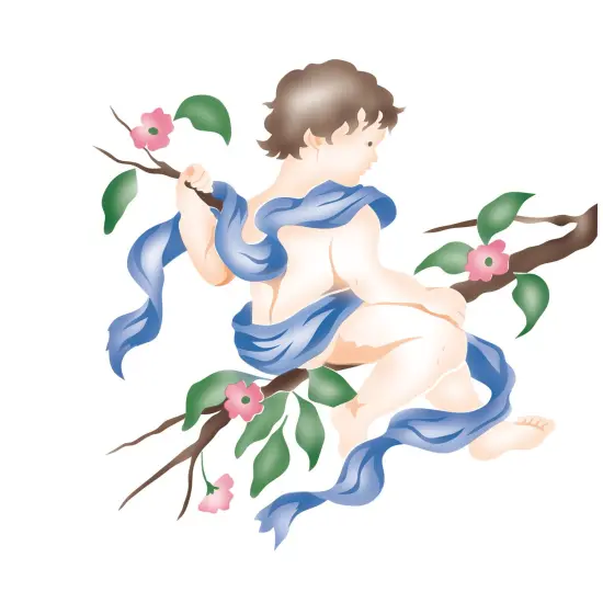 Large Cherub in Profile Wall Stencil | 1927 by Designer Stencils | Reusable Art Craft Stencils for Painting on Walls, Canvas, Wood | Reusable Plastic Paint Stencil for Home Makeover | Easy to Use & Clean Art Stencil {1}