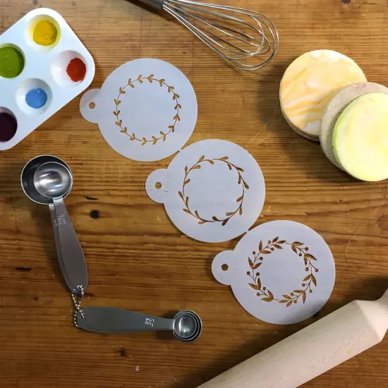 Vine Wreaths Cookie Stencil Set | C1025 by Designer Stencils | Cookie Decorating Tools | Baking Stencils for Royal Icing, Airbrush, Dusting Powder | Reusable Plastic Food Grade Stencil for Cookies | Easy to Use & Clean Cookie Stencil {3}