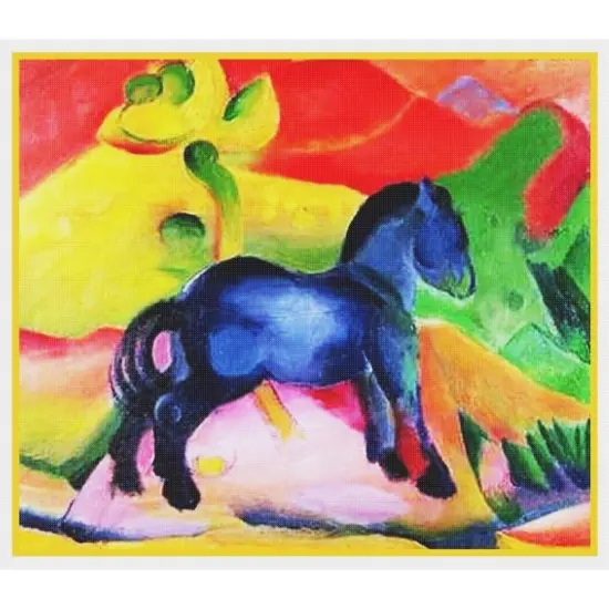 Expressionist Franz Marc's The Little Blue Horse Counted Cross Stitch Pattern {2}