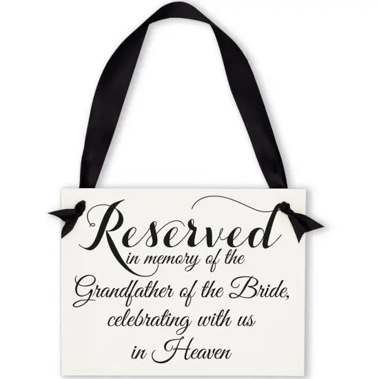 Ritzy Rose Grandfather of the Bride Memorial Sign - Black on 11x8in White Linen Cardstock with Black Ribbon {1}