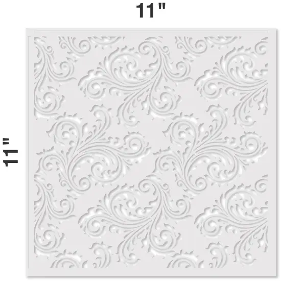 Scroll Damask Embossing 12 x 12 Stencil | FS072 by Designer Stencils | Pattern Stencils | Reusable Stencils for Painting on Wood, Wall, Tile, Canvas, Paper, Fabric, Furniture, Floor | Try Instead of a Wallpaper | Easy to Use & Clean {2}