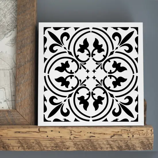 Scroll Tile Embossing 12 x 12 Stencil | FS115 by Designer Stencils | Pattern Stencils | Reusable Stencils for Painting on Wood, Wall, Tile, Canvas, Paper, Fabric, Furniture, Floor | Try Instead of a Wallpaper | Easy to Use & Clean {4}