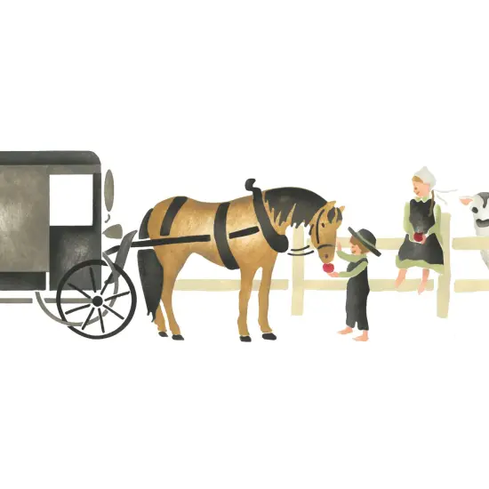 Amish Buggy with Children Wall Stencil | 2131 by Designer Stencils | Pattern Stencils | Reusable Stencils for Painting | Safe & Reusable Template for Wall Decor | Try This Stencil Instead of a Wallpaper | Easy to Use & Clean Art Stencil Pattern {2}