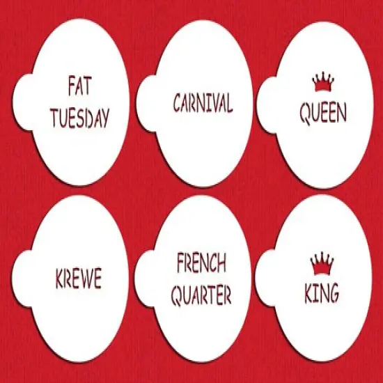 Mardi Gras Sayings Cookie Stencils | C387 by Designer Stencils | Cookie Decorating Tools | Baking Stencils for Royal Icing, Airbrush, Dusting Powder | Reusable Plastic Food Grade Stencil for Cookies | Easy to Use & Clean Cookie Stencil {1}