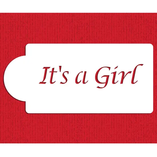 It's a Girl Cake Stencil | C044 by Designer Stencils | Cake Decorating Tools | Baking Stencils for Royal Icing, Airbrush, Dusting Powder | Reusable Plastic Food Grade Stencil for Cakes | Easy to Use & Clean Cake Stencil {1}