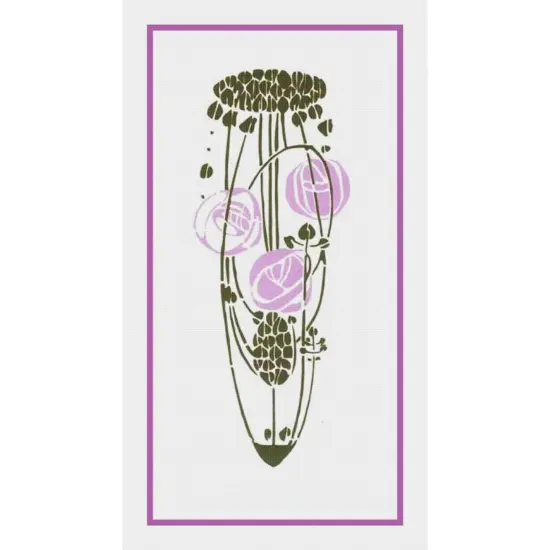 Art Nouveau Charles Mackintosh Lavender Rose Counted Cross Stitch Chart Pattern {2}