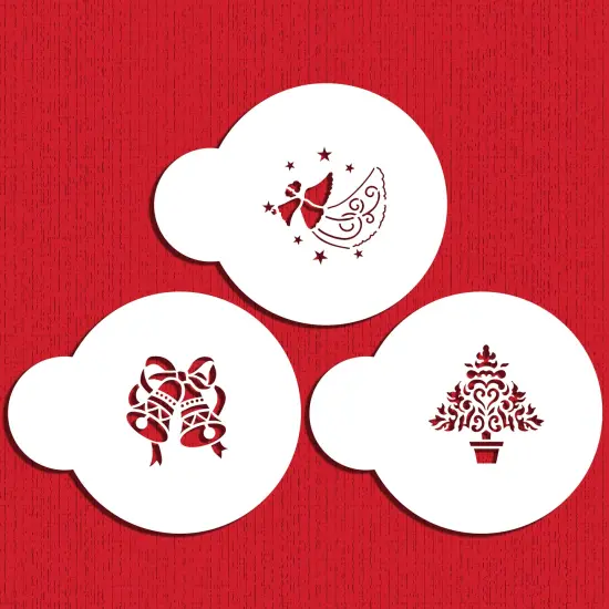 1.5-Inch Small Christmas Cookie & Cupcake Stencils: Christmas Tree, Angel, Bells | C194 by Designer Stencils | {1}