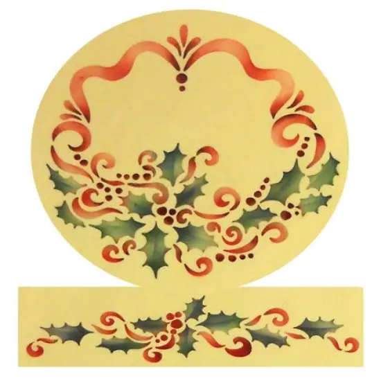 Holly Set Cake Stencils | C327 by Designer Stencils | Cake Decorating Tools | Baking Stencils for Royal Icing, Airbrush, Dusting Powder | Reusable Plastic Food Grade Stencil for Cakes | Easy to Use & Clean Cake Stencil {2}