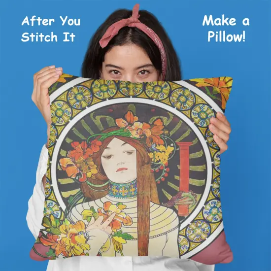 La Trapistine detail by Alphonse Mucha Counted Cross Stitch Pattern {4}