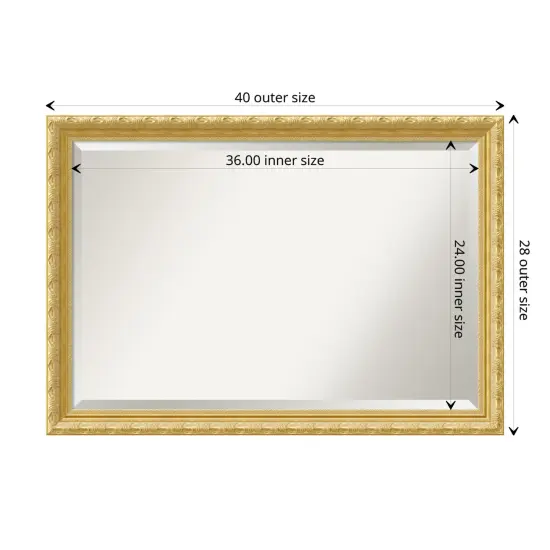 Beveled Wood Bathroom Wall Mirror, Versailles Gold Frame {1}