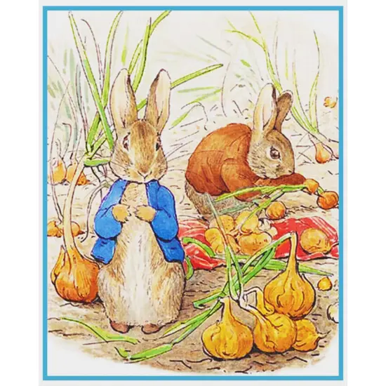 Beatrix Potter Peter Rabbit Collects Onions Counted Cross Stitch Chart Pattern {2}