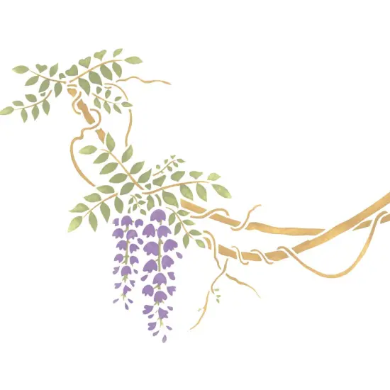 Small Japanese Wisteria Vine Wall Stencil | 2390 by Designer Stencils | Floral Stencils | Reusable Art Craft Stencils for Painting on Walls, Canvas, Wood | Reusable Plastic Paint Stencil for Home Makeover | Easy to Use & Clean Art Stencil {2}