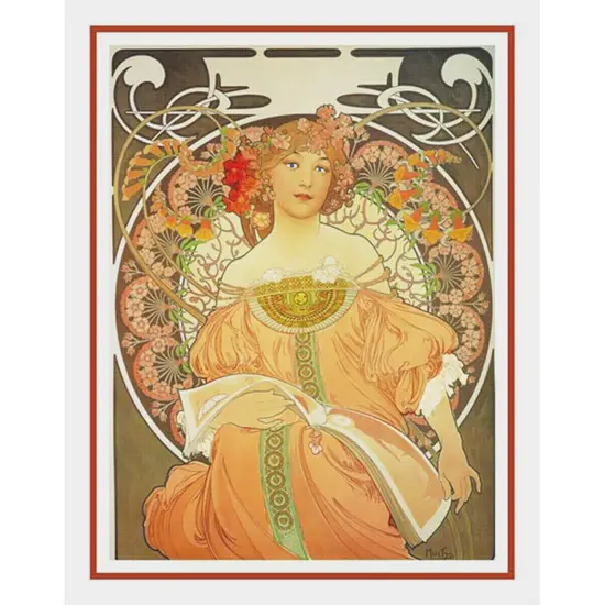 Art Nouveau Artist Alphonse Mucha's Reverie Counted Cross Stitch Chart Pattern {2}
