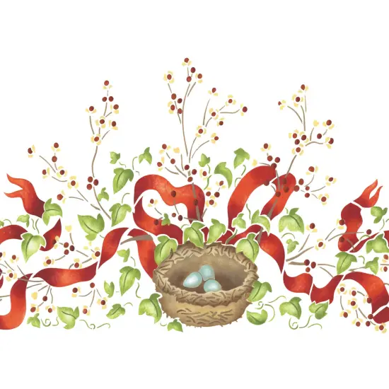 Large Bittersweet Nest with Ribbon Wall Stencil | 1651 by Designer Stencils | Floral Stencils | Reusable Art Craft Stencils for Painting on Walls, Canvas, Wood | Reusable Plastic Paint Stencil for Home Makeover | Easy to Use & Clean Art Stencil {2}