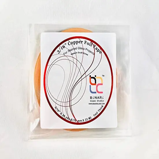 BiNARi 3/16 in Copper or Black Backed Copper Foils - Stained Glass Foil Tape (3 Rolls) Copper back {2}