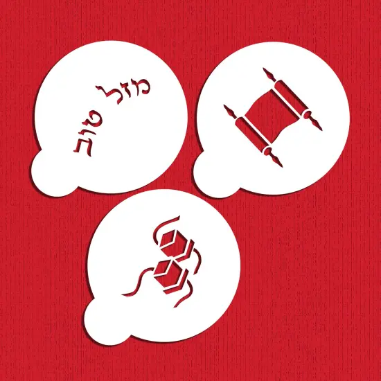 Three Upsherin Symbols Cookie Stencils | C203 by Designer Stencils | Cookie Decorating Tools | Baking Stencils for Royal Icing, Airbrush, Dusting Powder | Reusable Plastic Food Grade Stencil for Cookies | Easy to Use & Clean Cookie Stencil {1}