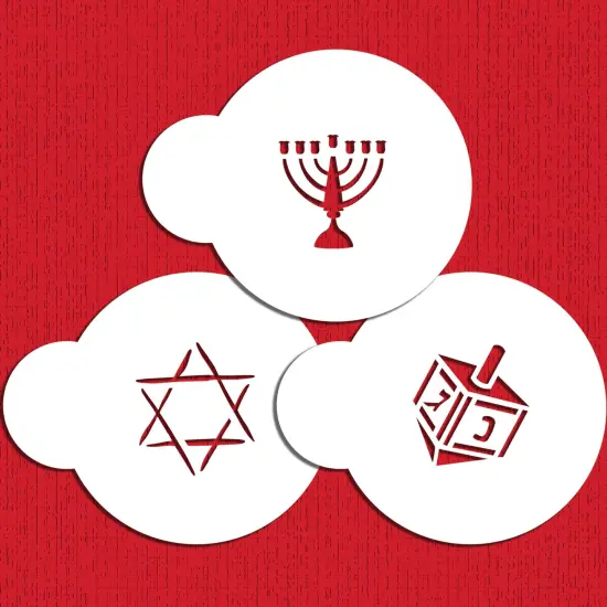 1.5-Inch Small Jewish Symbols Cookie & Cupcake Stencils: Dreidel, Star of David, Menorah | C193 by Designer Stencils | {1}