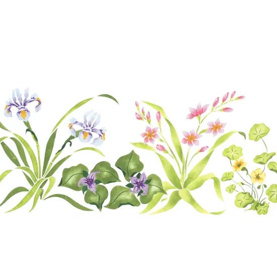 Iris Mix Floral Wall Stencil | 1751 by Designer Stencils | Floral Stencils | Reusable Art Craft Stencils for Painting on Walls, Canvas, Wood | Reusable Plastic Paint Stencil for Home Makeover | Easy to Use & Clean Art Stencil {2}