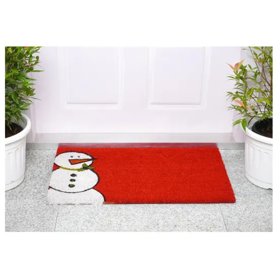 Red Winter Snowman Doormat {4}
