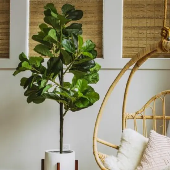 Fiddle Leaf Fig Tree - Artificial Trees for Home Decor Indoor, Faux Fiddle Leaf Fig Tree, Large Artificial Plants Indoor, Fake Tree Indoor, Fiddle Leaf Fig Tree Artificial, Artificial Tree - 5 Feet {4}