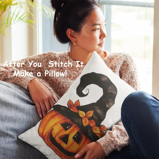 Folk Art Pumpkin in Witch Hat Halloween Counted Cross Stitch Pattern {4}