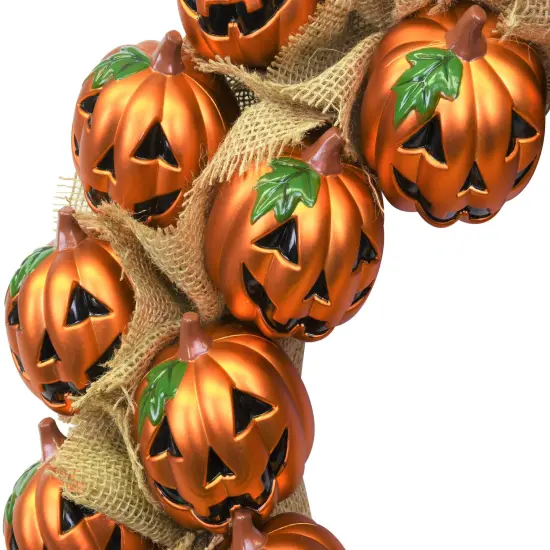 Jack-O-Lantern Pumpkin Halloween Wreath Decoration {4}