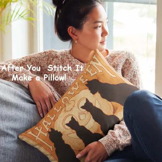 Vintage Halloween Black Cats and a Carved Counted Cross Stitch Pattern {4}