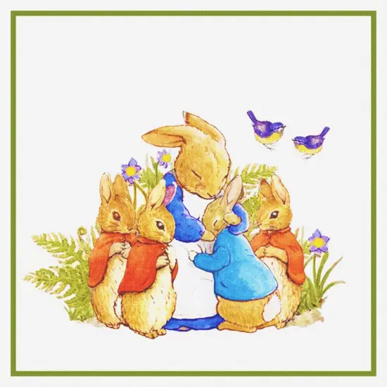 Peter Rabbit's Family in the Garden inspired by Beatrix Potter Counted Cross Stitch Pattern {2}