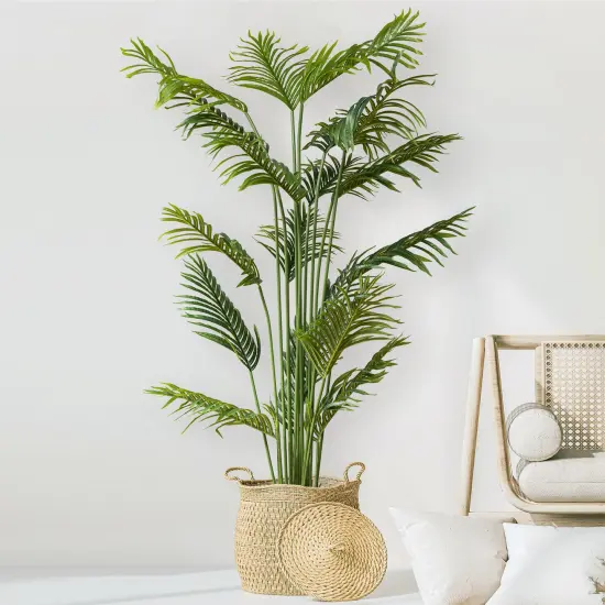 Artificial Palm Tree, Faux Plants for Home Decor Indoor, Fake Plants Tall for Office, Artificial Palm Plant & Large Plants for Living Room Decor, Faux Plants Indoor Artificial Tropical Plants - 6 Feet {1}