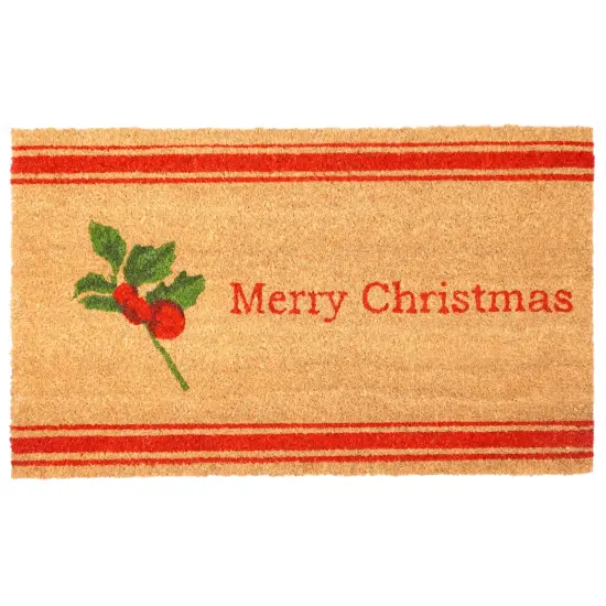 Merry Christmas Holly Berry Doormat {1}