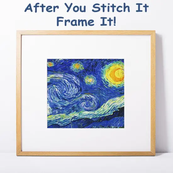 Starry Sky Detail by Vincent Van Gogh Counted Cross Stitch Pattern {5}