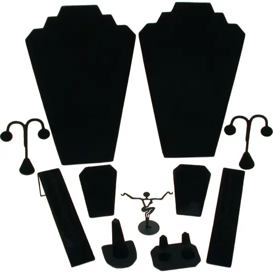11 Piece Set Black Velvet Jewelry Displays Busts {1}