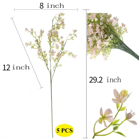 Grand Verde Forget-Me-Not Tall Artificial Flowers 29&rdquo; Long Stems Real-Touch Faux Bouquet, 5pcs Bundle Soft Pink {2}