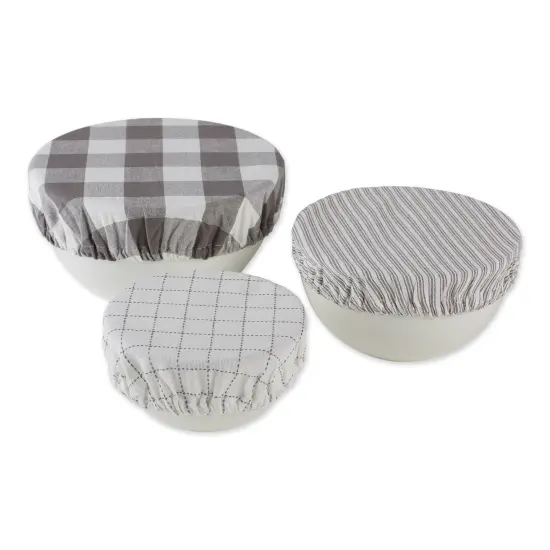 DII Gray/White Reversible Gingham/Buffalo Check Placemat Set {1}