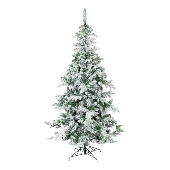 Perfect Holiday Alpine Fir Artificial Christmas Tree - Snow Flocked {4}