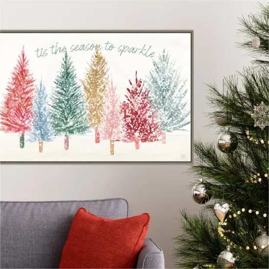 Holiday Sparkle I by Dina June 33-in. W x 23-in. H. Canvas Wall Art Print Framed in Grey {4}