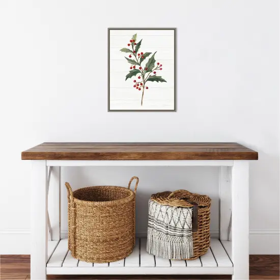 Christmas Moments IV (Holly) by Silvia Vassileva Canvas Wall Art Print Framed Grey {5}