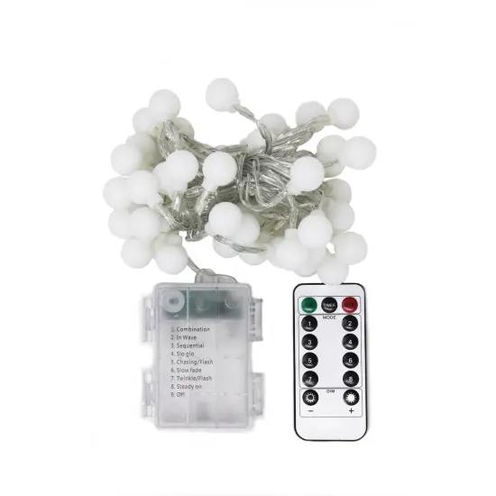 Perfect Holiday 50 LED Frosted Globe String Lights w/ Remote - WW Battery Operated {5}