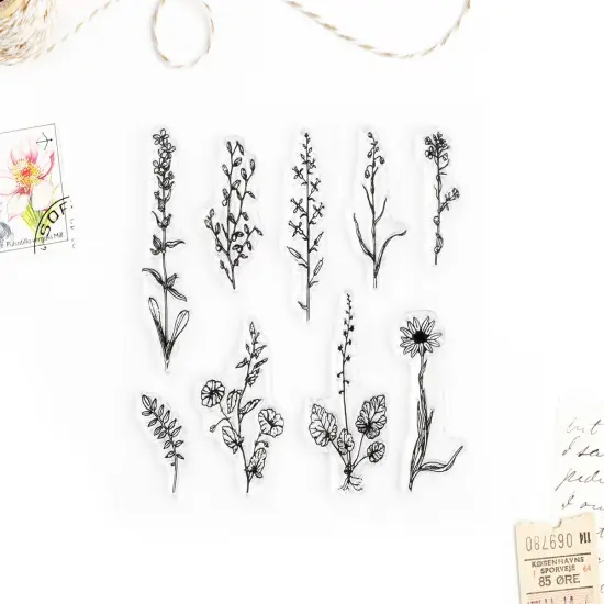 Vintage Plants and Flowers Small Clear Stamps 4x4 inch by Wintertime Crafts {2}