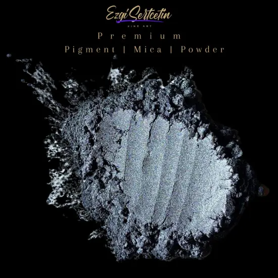 Premium Pigment Powder 50g | Authentic Unique & Bright Pearlescent Metallic and Neon Colors | Especially Formulated for Artwork, Resin, Slime, Plasticine and more by Ezgi Sertcetin Platinum {1}
