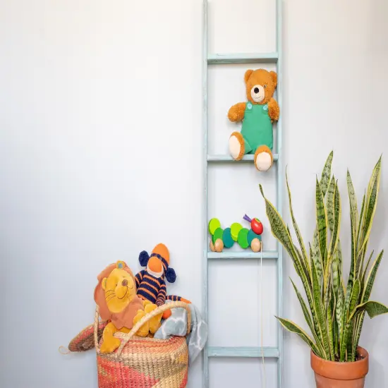 Rustic Farmhouse 4ft Reclaimed Wood Decorative Bookcase Picket Ladder White {8}