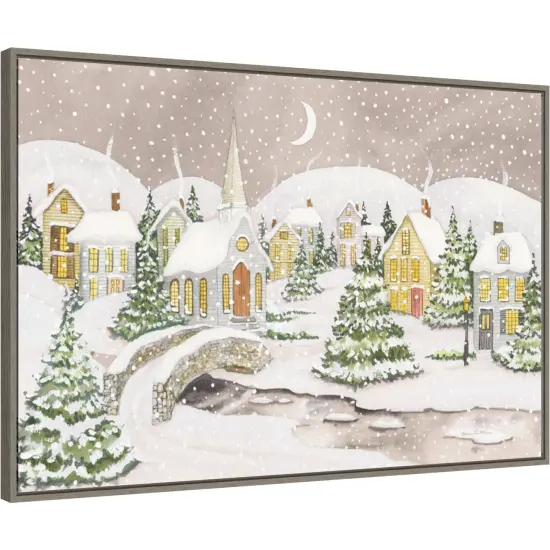 All is Calm All is Bright Light by Kathleen Parr McKenna 33-in. W x 23-in. H. Canvas Wall Art Print Framed in Grey {1}