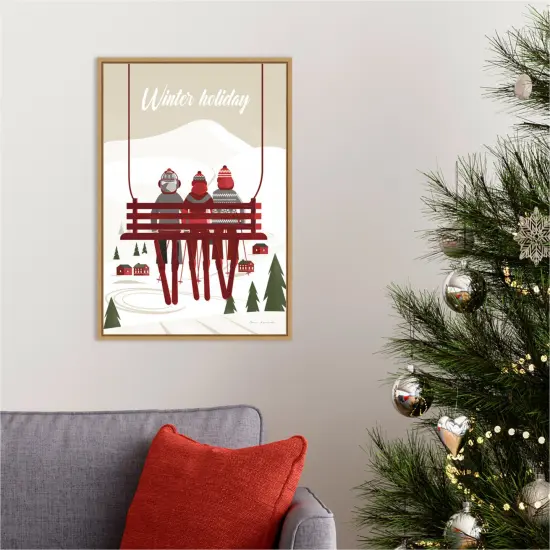Winter Holiday Red by Omar Escalante 16-in. W x 23-in. H. Canvas Wall Art Print Framed in Natural {5}