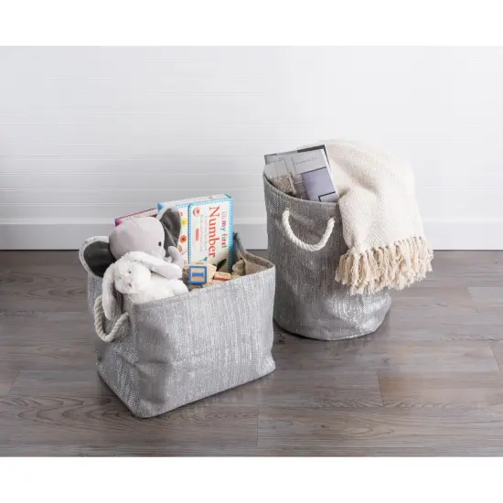 DII Paper Bin Lurex Gray/Silver Rectangle Small {5}