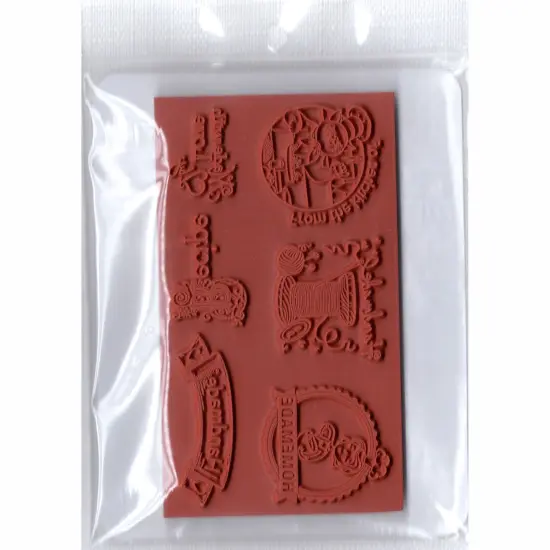 Deep Red Stamps Hand and Home Made Rubber Cling Stamp 4 x 2 inches {4}