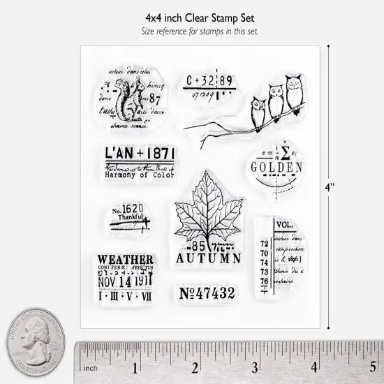 Autumn Vintage Small Clear Stamps 4x4 inch by Wintertime Crafts {3}