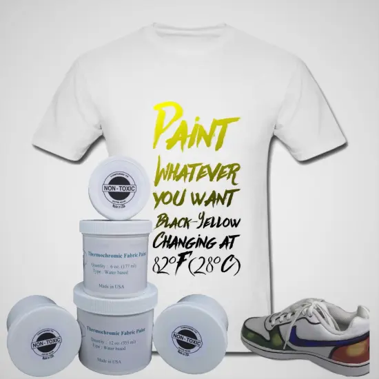 Temperature Activated Body Heat Reactive Color Changing Thermochromic Fabric Paint Black yellow 82⁰f {2}