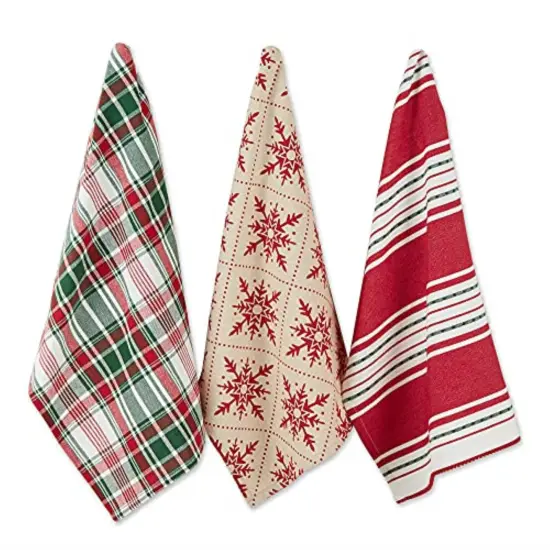 DII Asst Scandinavian Snowflakes Dishtowel (Set of 3) {1}