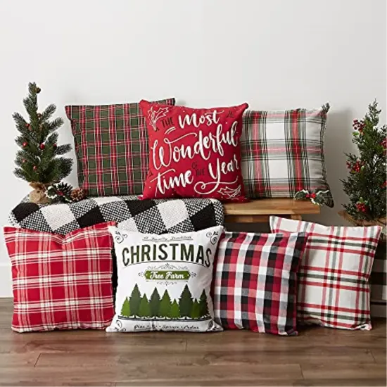 DII Asst Christmas Prints Pillow Cover 18x18 inches (Set of 4) {6}